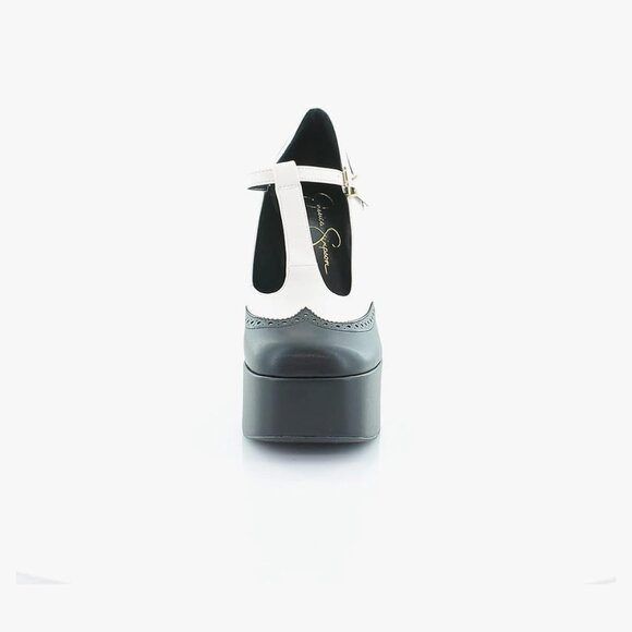 NWT Jessica Simpson Sleventa Black/Chalk Mary Jane Platform Block Heels 7M - 10M - Picture 4 of 7